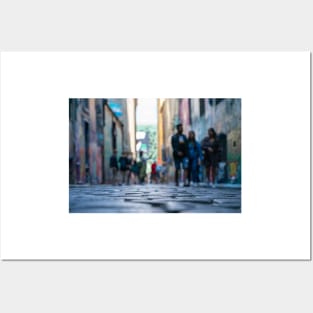 Background abstract street scene of people walking away taken in  Hosier Lane Posters and Art